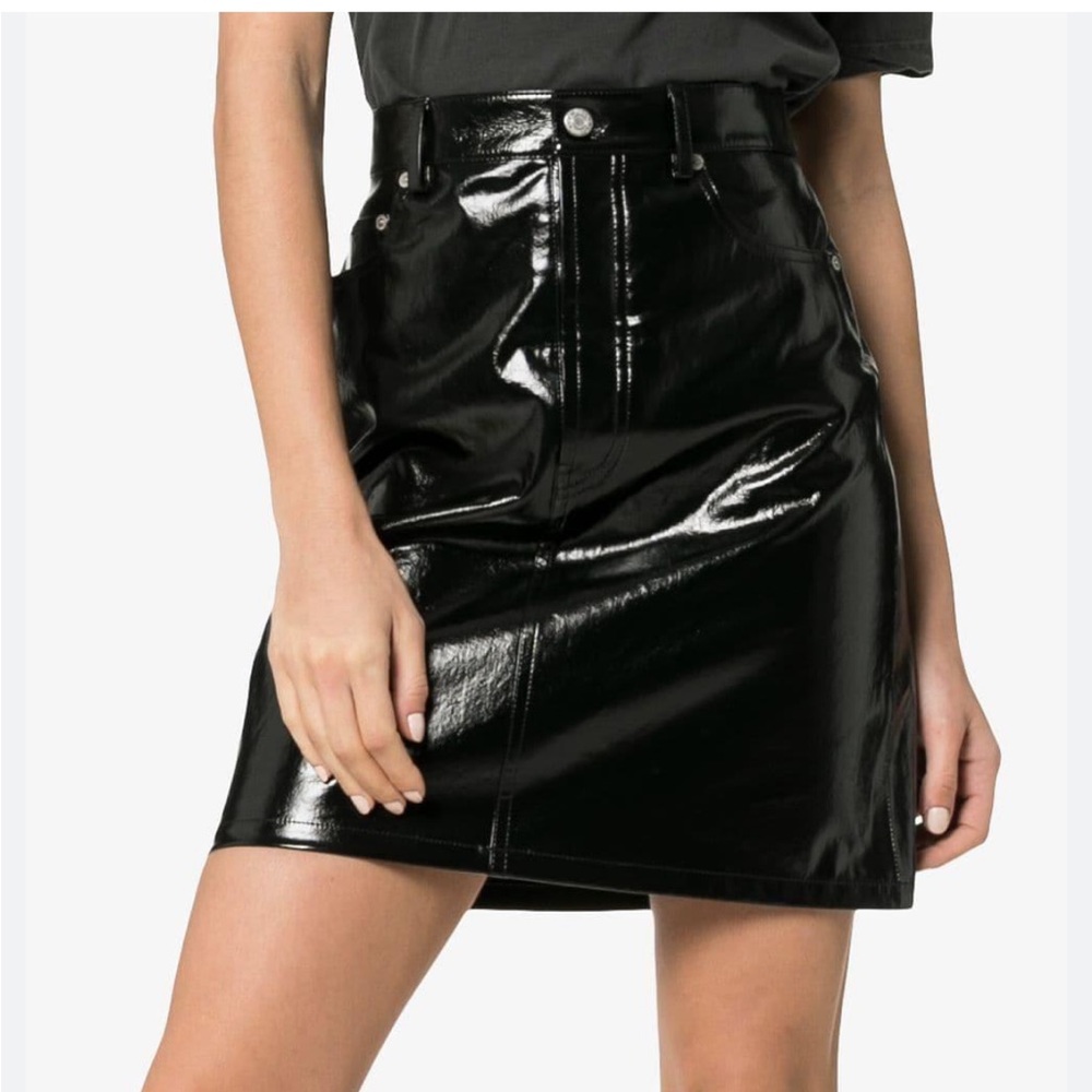 Helmut Lang patent leather mini skirt